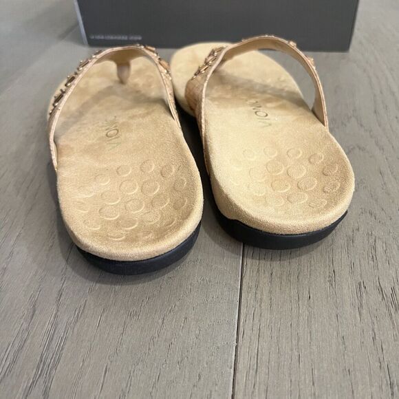 Vionic Rest Floriana Toe Post Sandals Rhinestone Gold Cork Womens US 8 - Picture 10 of 11